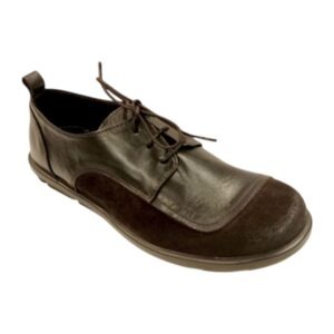 B1.70 Scarpa Stringata Casual Artigianale in Pelle e Camoscio Testa di Moro
